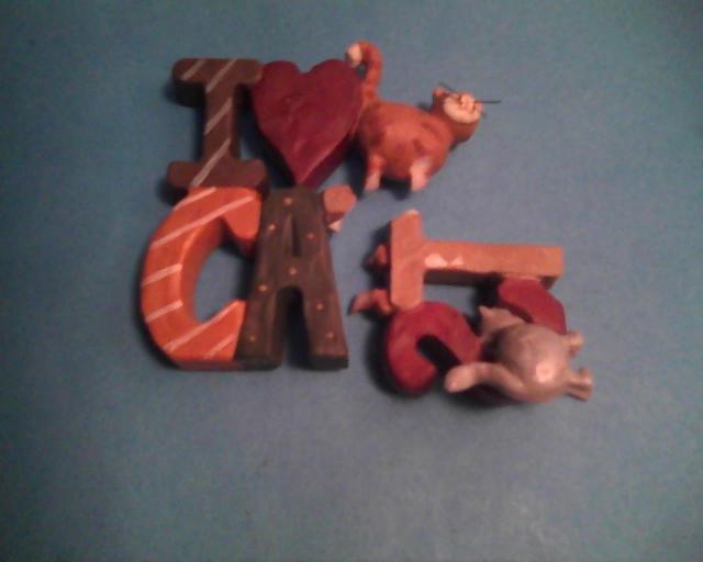 broken I love cats knickknack