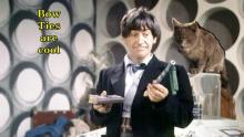 cat with 2nd doctor in tardis